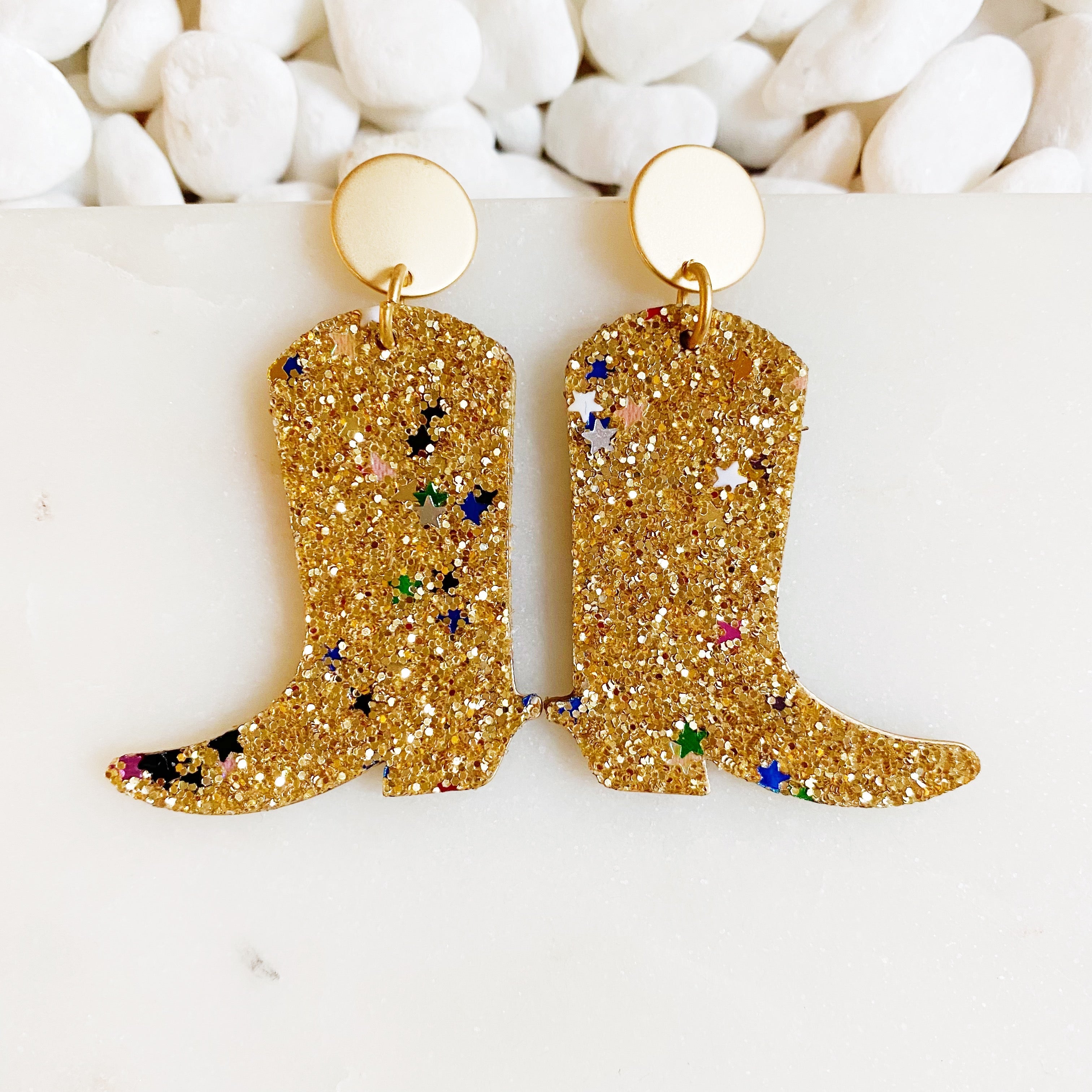 Glittered Up Cowgirl Earrings-3
