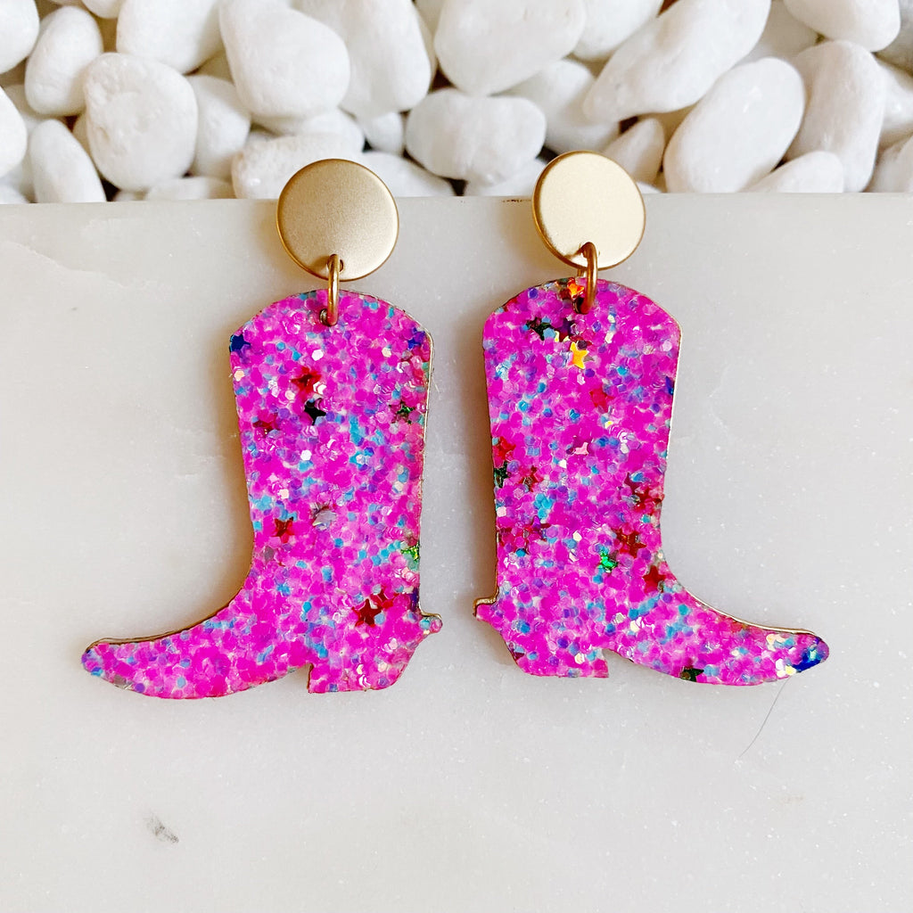 Glittered Up Cowgirl Earrings-4